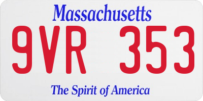 MA license plate 9VR353