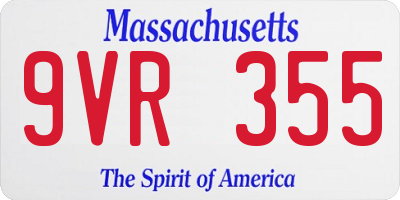 MA license plate 9VR355