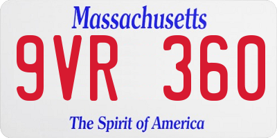 MA license plate 9VR360