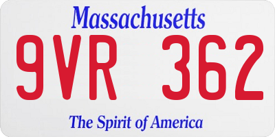 MA license plate 9VR362