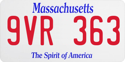 MA license plate 9VR363
