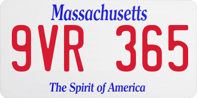 MA license plate 9VR365
