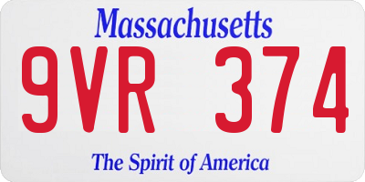 MA license plate 9VR374