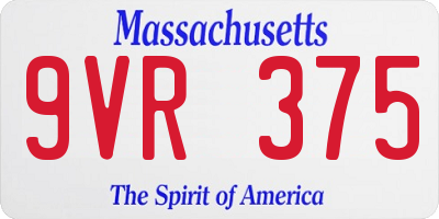 MA license plate 9VR375