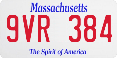 MA license plate 9VR384
