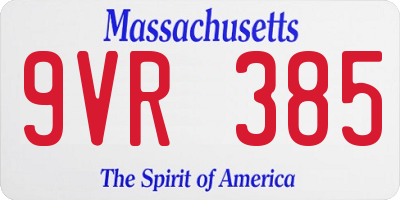 MA license plate 9VR385