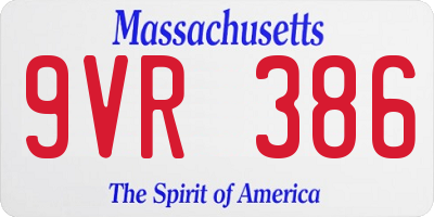 MA license plate 9VR386