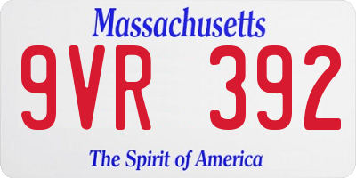 MA license plate 9VR392