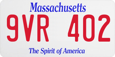 MA license plate 9VR402