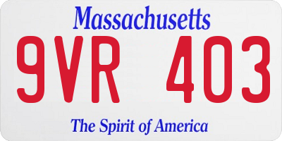 MA license plate 9VR403