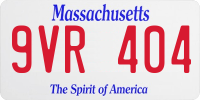 MA license plate 9VR404