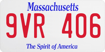 MA license plate 9VR406