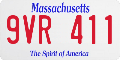 MA license plate 9VR411