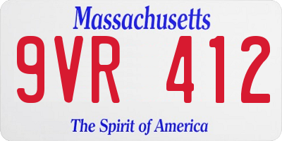 MA license plate 9VR412