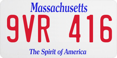 MA license plate 9VR416