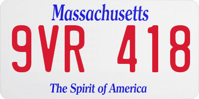 MA license plate 9VR418