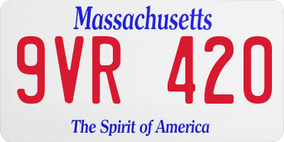 MA license plate 9VR420