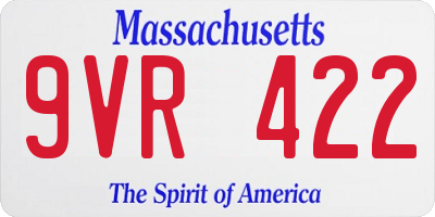 MA license plate 9VR422
