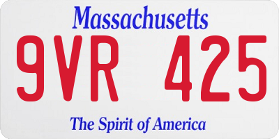 MA license plate 9VR425