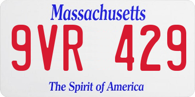 MA license plate 9VR429