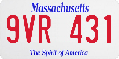 MA license plate 9VR431