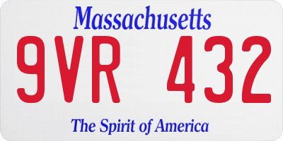 MA license plate 9VR432