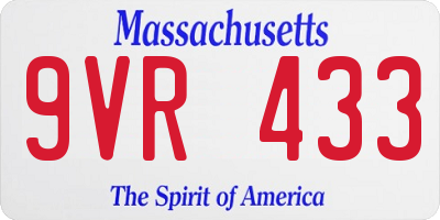 MA license plate 9VR433