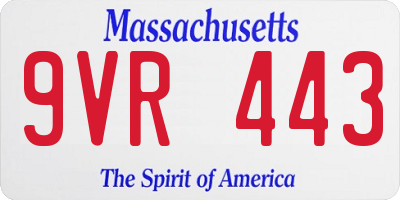 MA license plate 9VR443