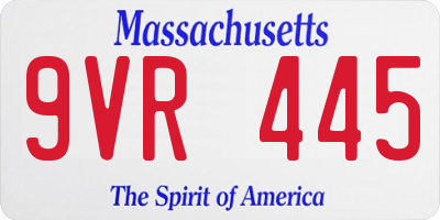 MA license plate 9VR445