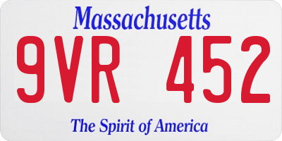 MA license plate 9VR452