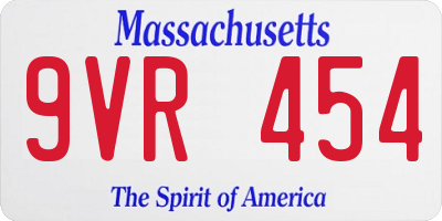 MA license plate 9VR454