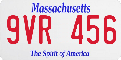MA license plate 9VR456