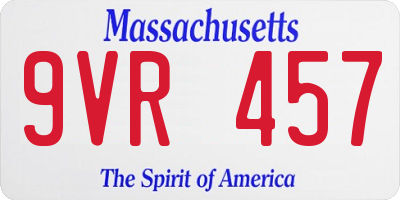 MA license plate 9VR457