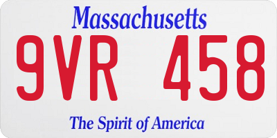 MA license plate 9VR458