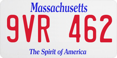 MA license plate 9VR462