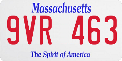 MA license plate 9VR463