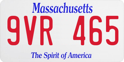 MA license plate 9VR465