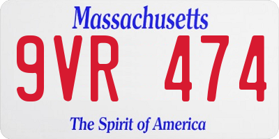 MA license plate 9VR474