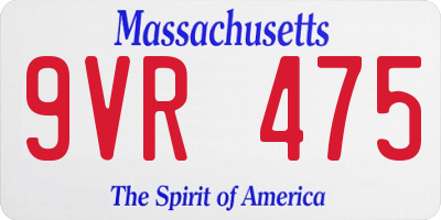 MA license plate 9VR475