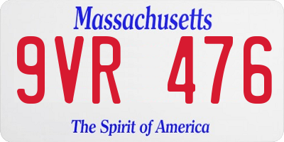 MA license plate 9VR476