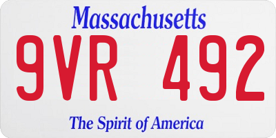 MA license plate 9VR492