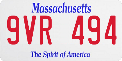 MA license plate 9VR494