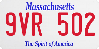 MA license plate 9VR502