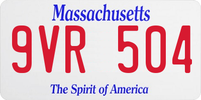 MA license plate 9VR504