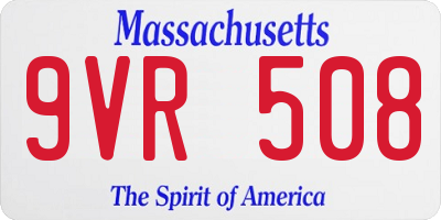 MA license plate 9VR508