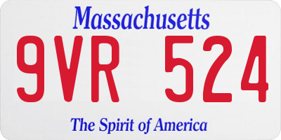 MA license plate 9VR524