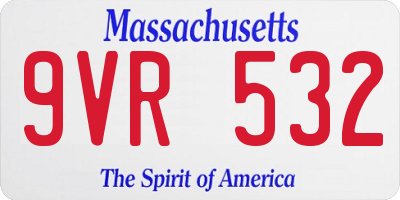 MA license plate 9VR532