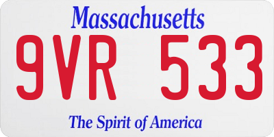 MA license plate 9VR533