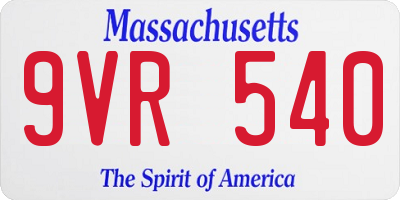MA license plate 9VR540