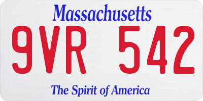 MA license plate 9VR542